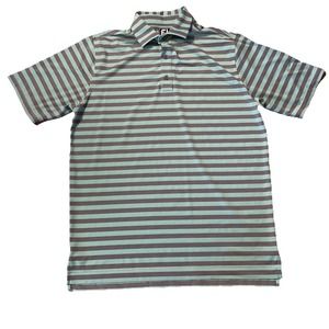 Footjoy Athletic Fit Polo Shirt Men's‎ Large Green Black Striped Golf